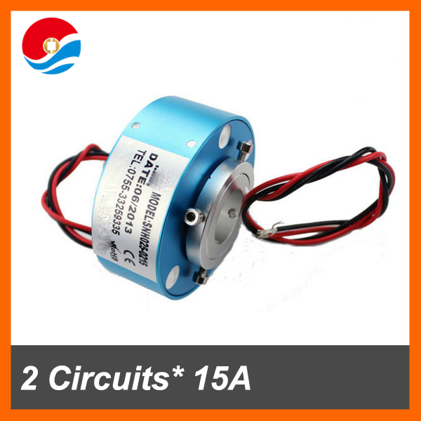 Electrical connector 2 circuits each 15A with hole size 25.4mm through bore slip ring