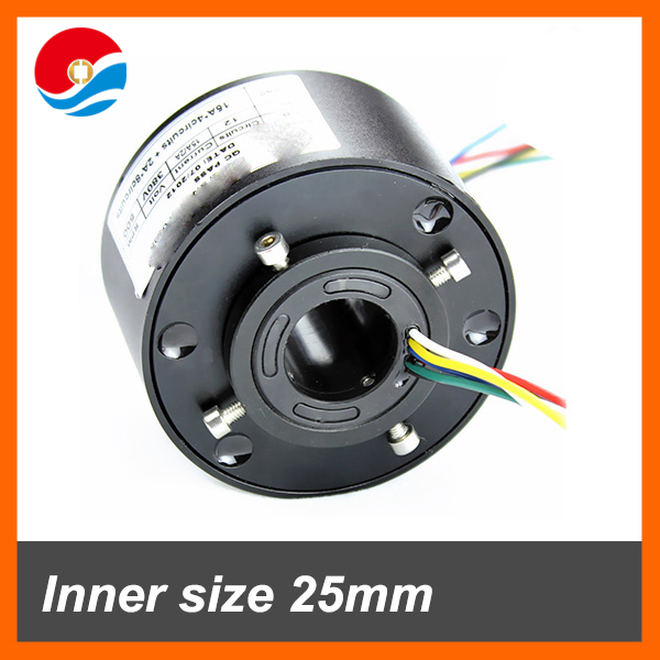 Connector slip ring assembly 24 circuits/wires 10A of bore size 25.4mm through hole slip ring