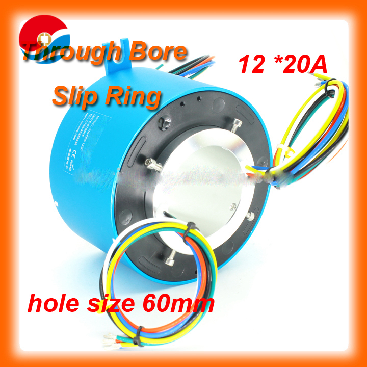 Rotary joint large current 20A 12 wires of through bore slip ring