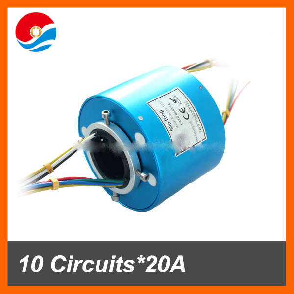 Customized slip ring 10 wires/circuits 20A of conductive slip ring hole size 38.1mm