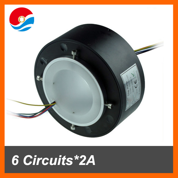 Shenzhen manufacturer slip ring 6 circuits signal bore size 60mm of through hole slip ring